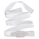 White Bridal Wedding Dress Rhinestone Vintage Pearl Beaded Crystal Belt Sash