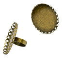 Pack of 10Adjustable Brass DIY Blank Oval Flower Ring Base for 30x40mm Cabochon