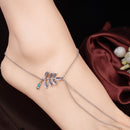 Women Charm Leaf Chain Anklet Bracelet Barefoot Sandal Foot Jewelry Antique Silver