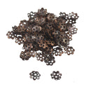 Vintage Red Copper Brass Plated Metal Flower Bead Caps Pack of 100