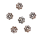 Vintage Red Copper Brass Plated Metal Flower Bead Caps Pack of 100
