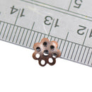 Vintage Red Copper Brass Plated Metal Flower Bead Caps Pack of 100