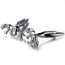 A Pair of Interesting Metal Leopard Animal Cufflinks for Men-Silver