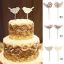 Set of 2pcs Love Birds Wooden Cake Topper Sticks Wedding Cake Photo Props