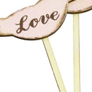 Set of 2pcs Love Birds Wooden Cake Topper Sticks Wedding Cake Photo Props