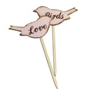 Set of 2pcs Love Birds Wooden Cake Topper Sticks Wedding Cake Photo Props