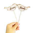 Set of 2pcs Love Birds Wooden Cake Topper Sticks Wedding Cake Photo Props