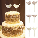 Set of 2pcs Love Birds Wooden Cake Topper Sticks Wedding Cake Photo Props