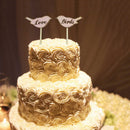Set of 2pcs Love Birds Wooden Cake Topper Sticks Wedding Cake Photo Props