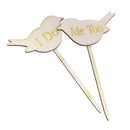 Set of 2pcs I DO ME TOO Love Birds Wedding Engagement Wooden Cake Topper