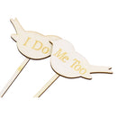 Set of 2pcs I DO ME TOO Love Birds Wedding Engagement Wooden Cake Topper
