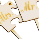 Set of 2pcs Mrs Mr Wooden Cake Topper Sticks Wedding Cake Photo Props