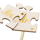 Set of 2pcs Mrs Mr Wooden Cake Topper Sticks Wedding Cake Photo Props