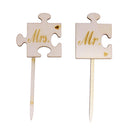 Set of 2pcs Mrs Mr Wooden Cake Topper Sticks Wedding Cake Photo Props