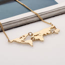 Fashion Charm World Map Travel Abstract Pendant Collar Necklace Gold