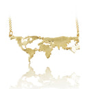 Fashion Charm World Map Travel Abstract Pendant Collar Necklace Gold
