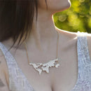 Fashion Charm World Map Travel Abstract Pendant Collar Necklace Gold