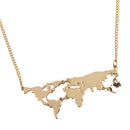 Fashion Charm World Map Travel Abstract Pendant Collar Necklace Gold