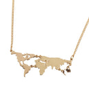 Fashion Charm World Map Travel Abstract Pendant Collar Necklace Gold