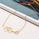 Fashion Charm World Map Travel Abstract Pendant Collar Necklace Gold