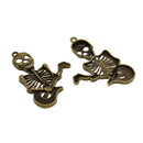 Pack of 4 Antique Bronze Skull Skeleton with Guitar Pendant DIY Jewelry Findings Making Craft Kits