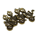 Pack of 4 Antique Bronze Skull Skeleton with Guitar Pendant DIY Jewelry Findings Making Craft Kits