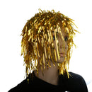 Men Women Plastic Mesh Funny Shinning Glittery Rain Hat Cap Costume Party Play Wedding Dance Stag Night Golden 30 cm