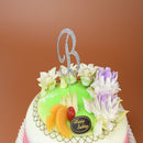 Silver Alloy Letter B Shining Crystal Rhinestone Cake Topper Birthday Cake Decor