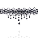Gothic Black Crochet Lace Choker Necklace with Water Drop Charm Accessories