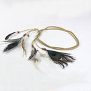 Women Indian Peacock Feather Tassels Headdress Hippie Headband Hair Band