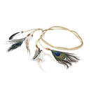 Women Indian Peacock Feather Tassels Headdress Hippie Headband Hair Band