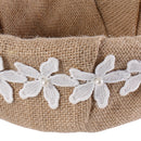 Vintage Rustic Burlap Jute Bow Flower Girl Basket for Wedding Ceremony Party