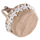 Vintage Rustic Burlap Jute Bow Flower Girl Basket for Wedding Ceremony Party