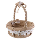 Vintage Rustic Burlap Jute Bow Flower Girl Basket for Wedding Ceremony Party