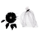 Women Girls Ladies Elegant Feather Veil Net Mesh Headwear Hair Clips Wedding Bridal Party Accessories Black