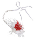 Bride Artificial Peacock Feather Headband Diamante Headwear Accessories-Red