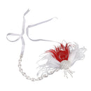 Bride Artificial Peacock Feather Headband Diamante Headwear Accessories-Red