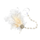 Bride Artificial Peacock Feather Headband Diamante Headwear AccessoriesBeige