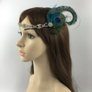 Peacock Feather Sparkly Rhinestone Headband Hair Band for Bridal Wedding
