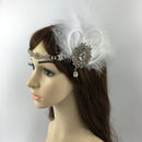 White Feather Sparkly Rhinestone Headband Hair Band for Bridal Wedding