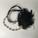 Black Feather Fascinator Rhinestone Hair Band Headband for Bride Wedding