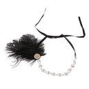Black Feather Fascinator Rhinestone Hair Band Headband for Bride Wedding