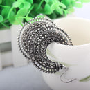 Folk Style Retro Silver Vintage Hollow Half Hoop Clip-on Earrings Jewelry