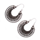 Folk Style Retro Silver Vintage Hollow Half Hoop Clip-on Earrings Jewelry