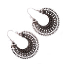 Folk Style Retro Silver Vintage Hollow Half Hoop Clip-on Earrings Jewelry