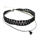 Black Lace Chain Collar Choker Necklace Gothic Vintage Artifical Gem Stone Pendant