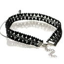 Black Lace Chain Collar Choker Necklace Gothic Vintage Artifical Gem Stone Pendant