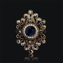 Royal Blue Rhinestone Crystals Brooch Vintage Style Broach Pins Women Jewelry