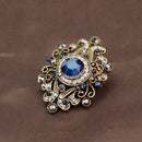 Royal Blue Rhinestone Crystals Brooch Vintage Style Broach Pins Women Jewelry
