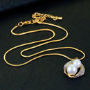 Rhinestone White Pearls Necklace Earrings Ring Gift Jewelry Set for Wedding Bridal